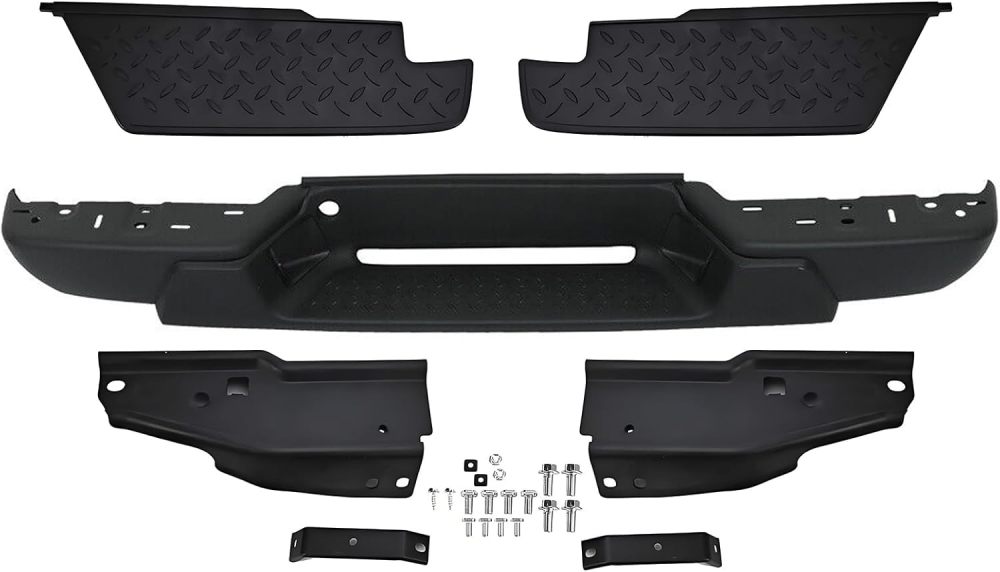 Rear Bumper Step Bumper Compatible with 2004 2005 2006 2007 Chevy Colorado & GMC Canyon W/O Sensor Holes, Replace OE# GM1103145, Matte Black