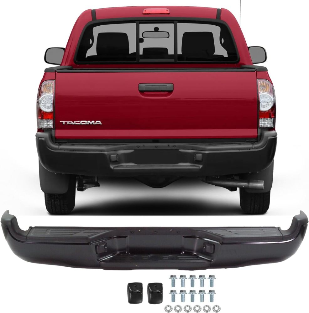 Rear Bumper Assembly Compatible with 2005-2015 Toyota Tacoma Replace TO1103114, Powder coated Black