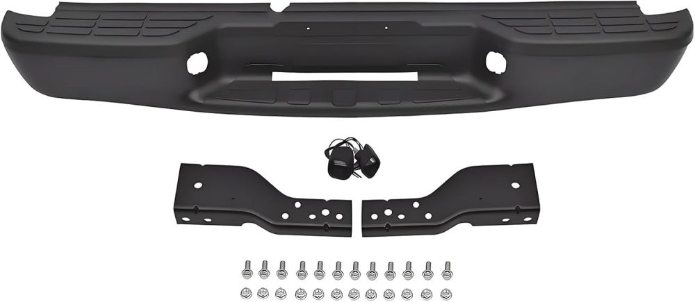 Rear Bumper Step Bumper Compatible with 1998-2004 Chevy S10 / GMC Sonoma Fleetside Models, Matte Black