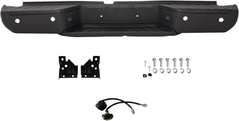 Rear Bumper Steel Step Bumper Compatible with 2013-2021 Nissan Frontier w/Sensor Hole, Replace OE #NI1103126,Matte Black