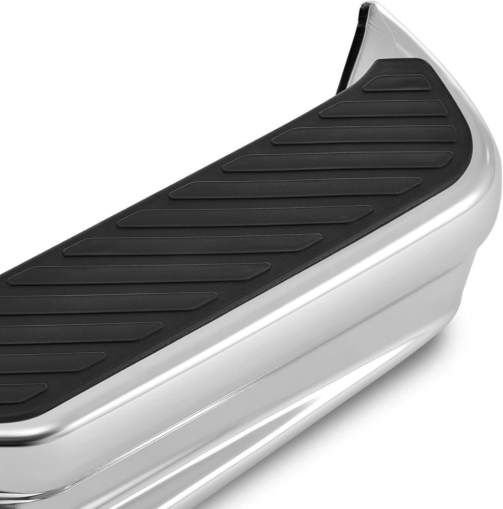 Rear Bumper Steel Step Bumper Compatible with 1992-2014 Ford Econoline Van E150 E250 E350 W/O Sensor Holes, Chrome