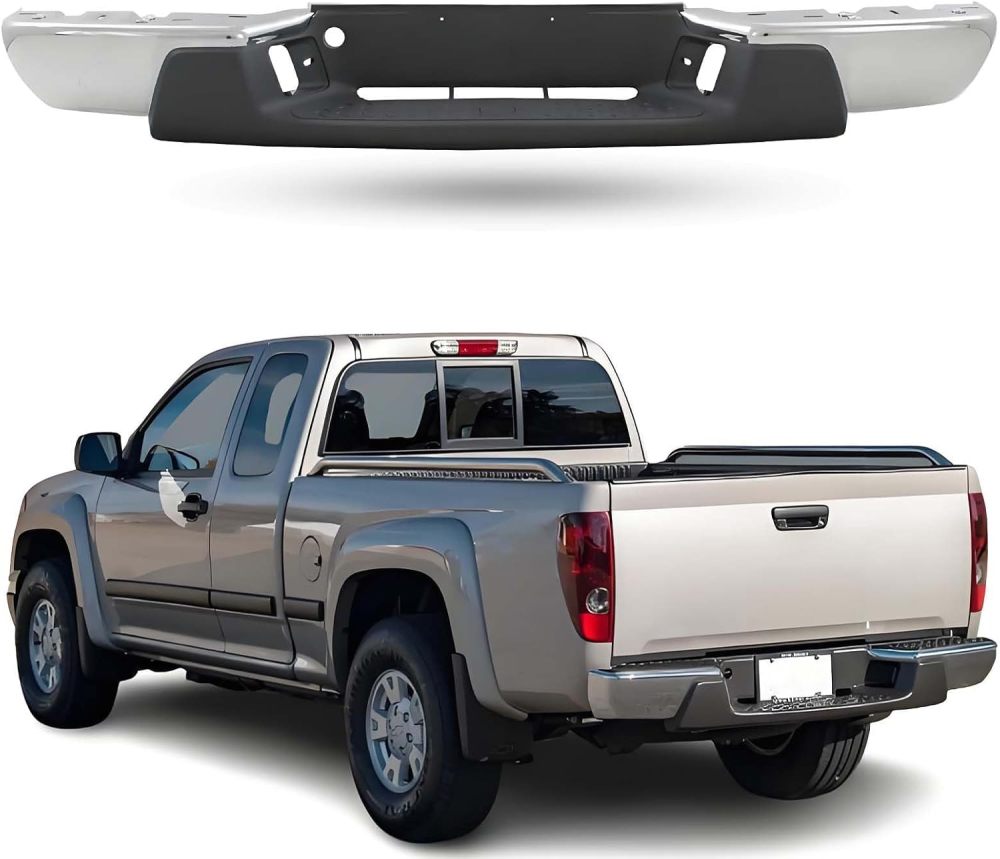Rear Bumper Step Bumper Compatible with 2004-2007 Chevy Colorado GMC Canyon Pickup GM1103145 W/O Sensor Holes, Chrome