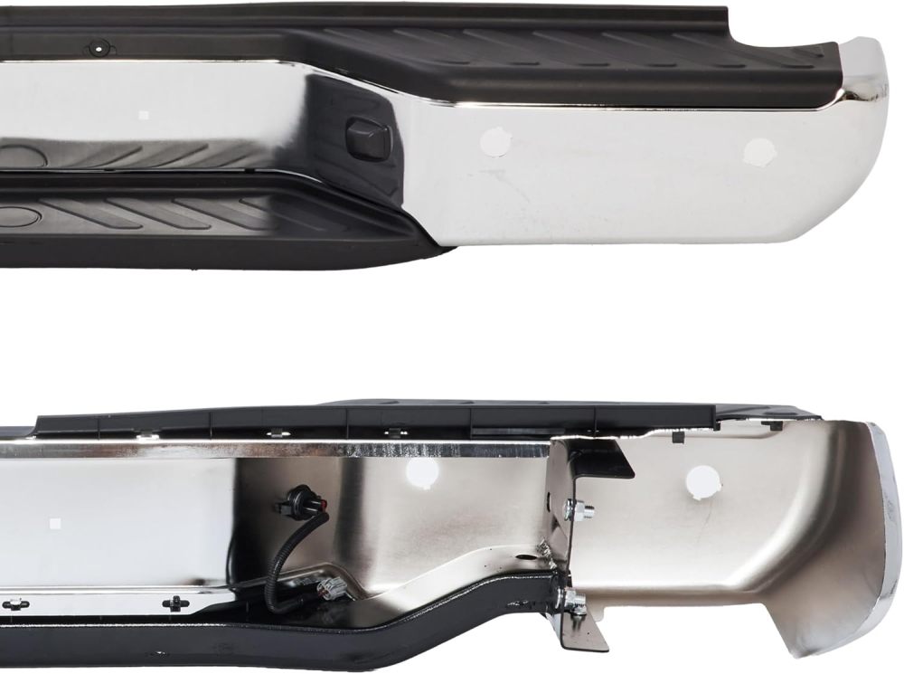 Rear Bumper Steel Step Bumper Compatible with 2013-2021 Nissan Frontier w/Sensor Hole, Replace OE #NI1103127,Chrome