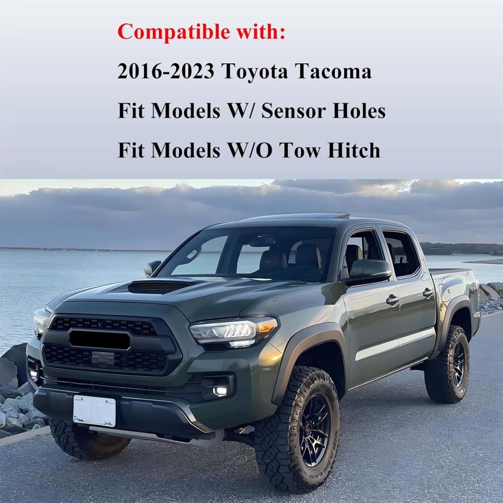 Rear Bumper Compatible with 2016 2017 2018 2019 2020 2021 2022 2023 Toyota Tacoma Steel Bumper with Sensor Hole