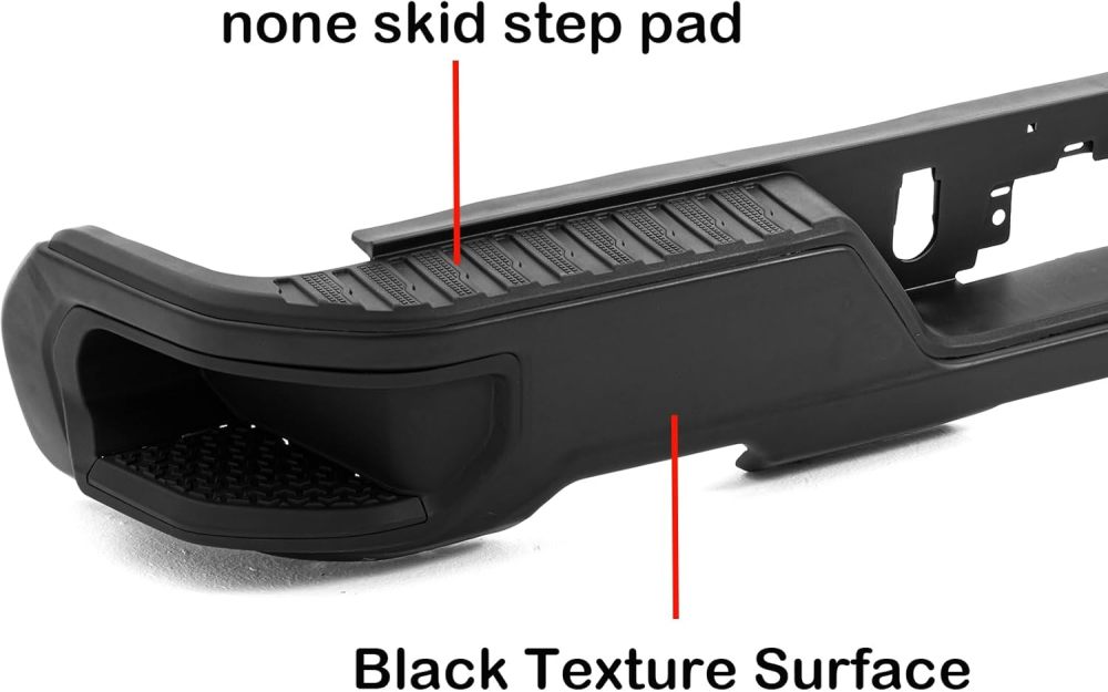 Rear Bumper Step Bumper Assembly compatible with 2019-2023 Chevy Silverado 1500 GMC Sierra 1500 w/Dual Exhaust Tips NON Hole, Black Texture Surface
