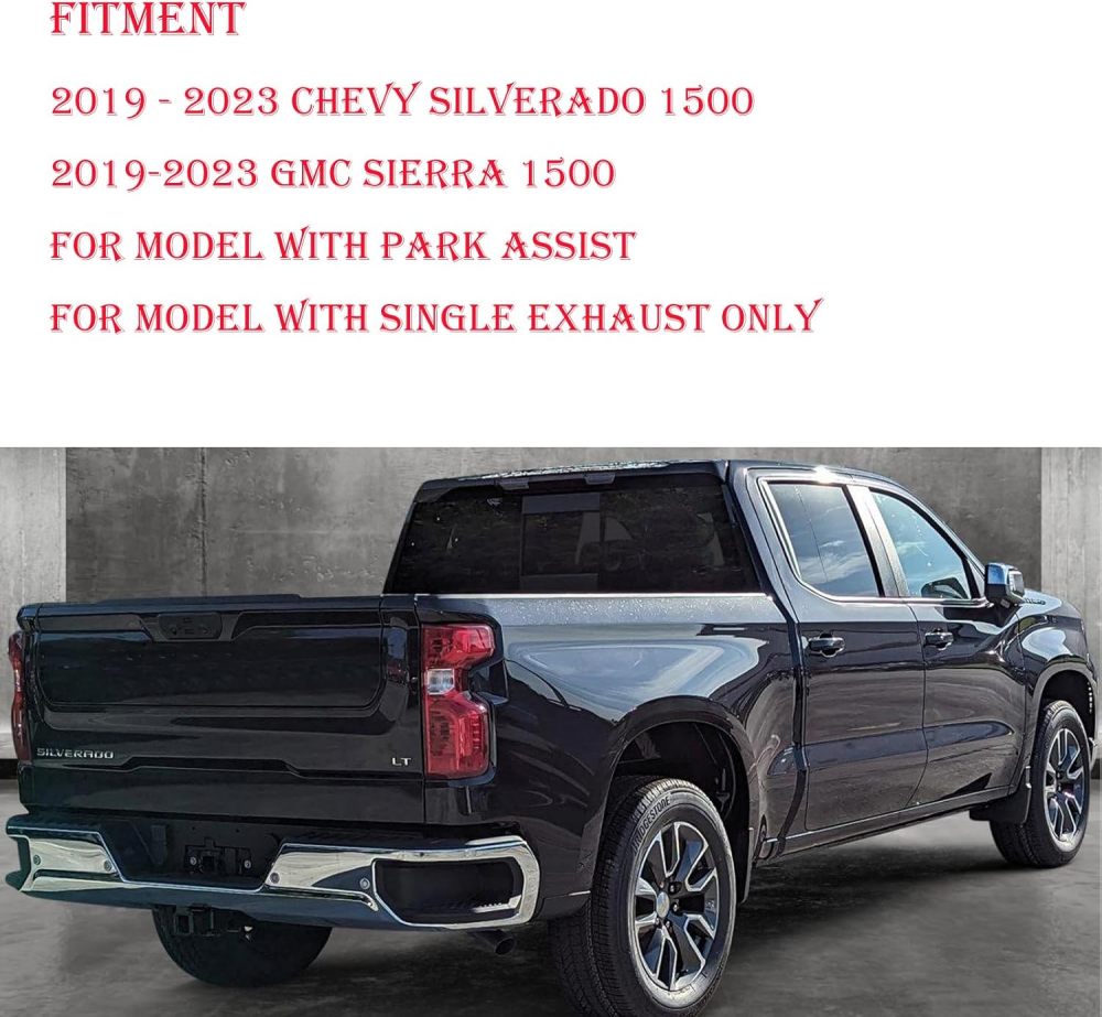 Rear Bumper Steel Bumper Assembly compatible with 2019 2020 2021 2023 Chevy Silverado 1500 & GMC Sierra 1500, W/Park Sensor Hole, Chrome