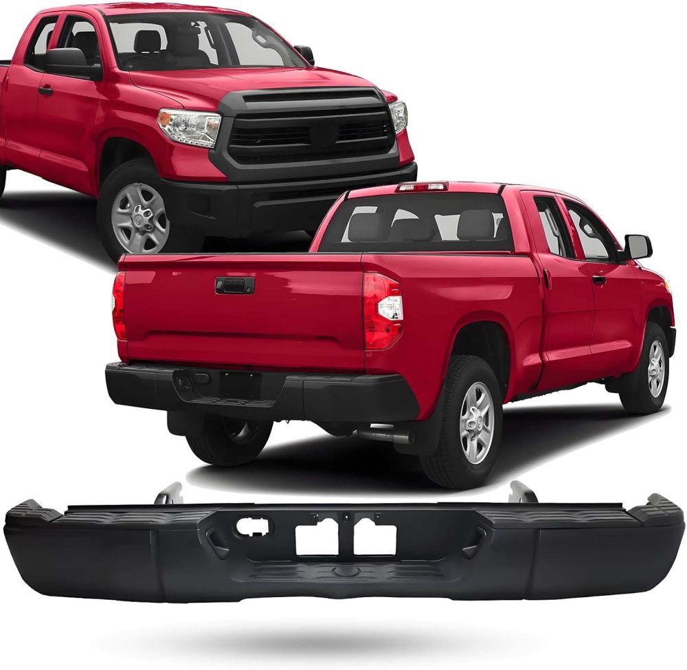 Rear Bumper Assembly Compatible with 2014-2022 Toyota Tundra w/o Sensor Hole Steel Bumper, Textured Black