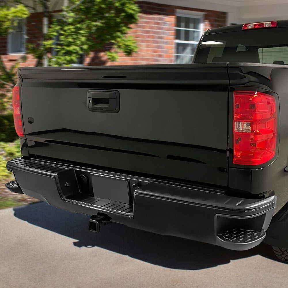 Rear Bumper Step Bumper Assembly Compatible with 2014-2018 Chevy Silverado GMC Sierra 1500 W/O SENSOR Hole Texure Black