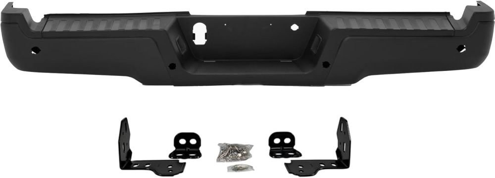 Rear Bumper Steel Bumper Assembly compatible with 2017 2018 2019 2020 2021 2022 Ford F250 F350 Super Duty w/Park Hole, Matte Black