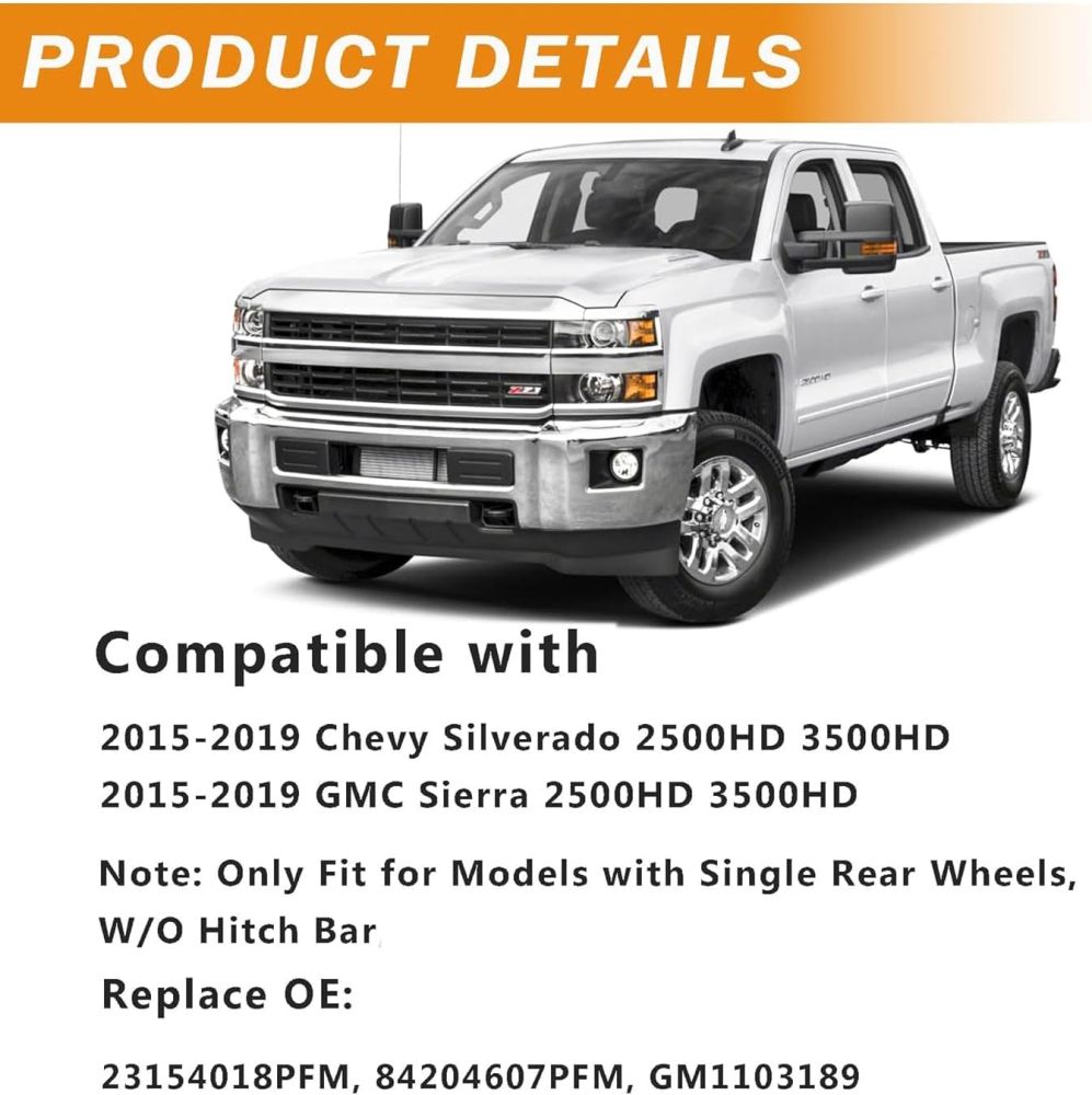 Rear Bumper Assembly Compatible with 2015-2019 Chevy Silverado 2500HD 3500HD, 15-19 GMC Sierra 2500HD 3500HD Back Bumper with or without Sensor Holes