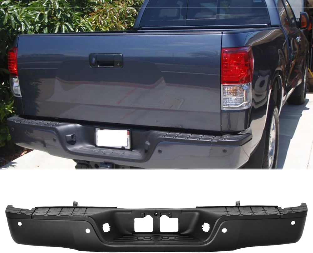 Rear Bumper Assembly Compatible with 2007 2007 2009 2010 2011 2012 2013 Toyota Tundra W/SENSOR Hole, Texture Black
