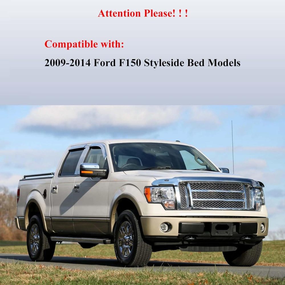 Rear Bumper End Caps Cover Face Bar compatible with 2009-2014 Ford F150 with Sensor Holes, Textured Black