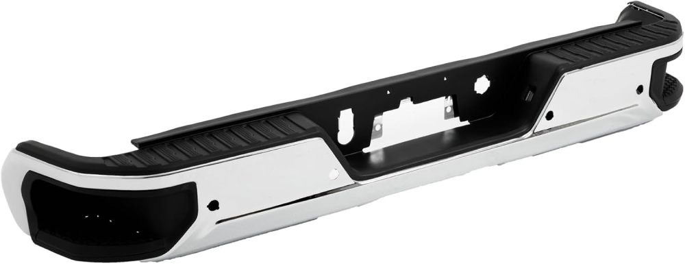Rear Bumper Steel Bumper Assembly compatible with 2019 2020 2021 2023 Chevy Silverado 1500 & GMC Sierra 1500, W/Park Sensor Hole, Chrome