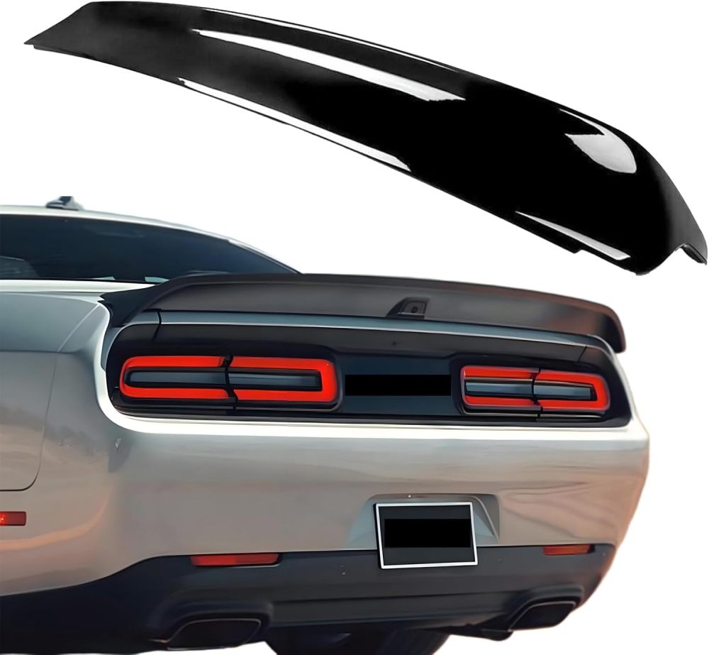 Rear Spoiler Trunk Wing for 2015-2023 Dodge Challenger SRT Hellcat Style with Back-Up Camera Hole, ABS Gloss Black