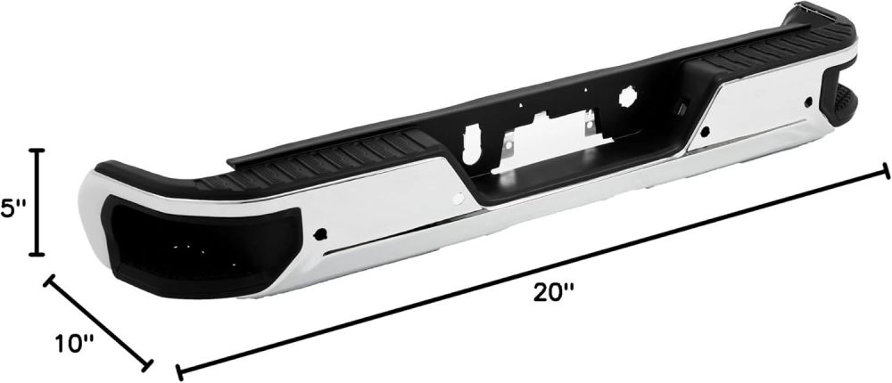 Rear Bumper Steel Bumper Assembly compatible with 2019 2020 2021 2023 Chevy Silverado 1500 & GMC Sierra 1500, W/Park Sensor Hole, Chrome