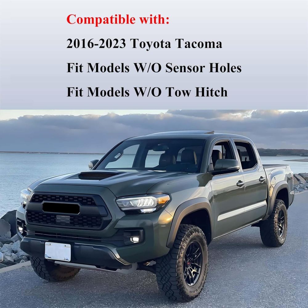 Rear Bumper Compatible with 2016 2017 2018 2019 2020 2021 2022 2023 Toyota Tacoma Steel Bumper w/o Sensor, Polished Chrome