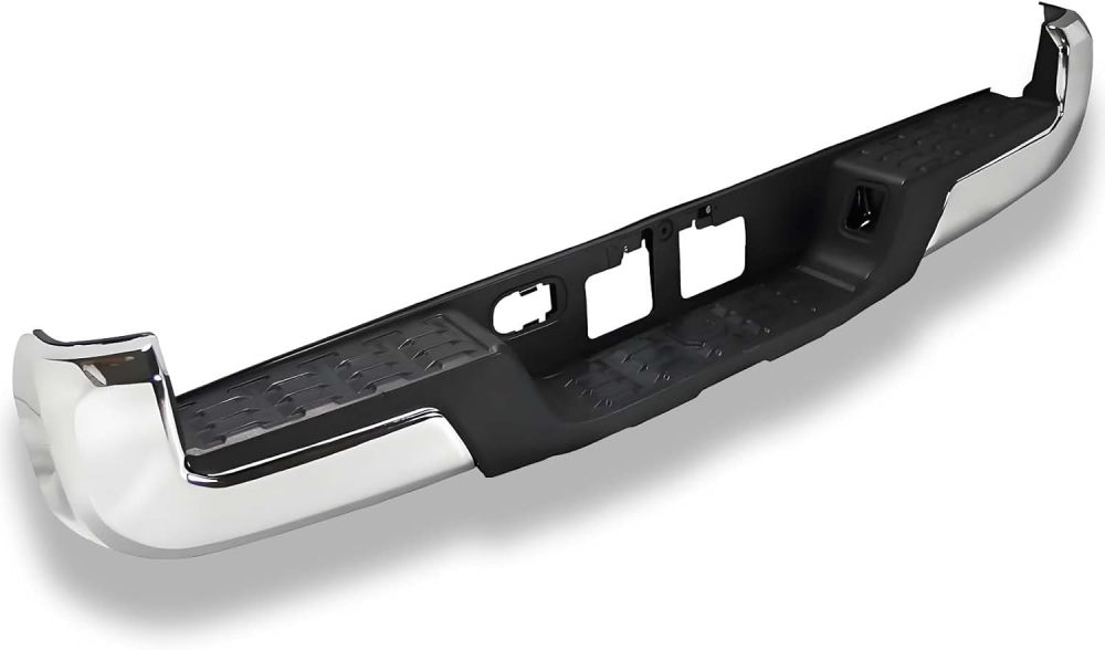 Rear Bumper Compatible with 2016 2017 2018 2019 2020 2021 2022 2023 Toyota Tacoma Steel Bumper w/o Sensor, Polished Chrome
