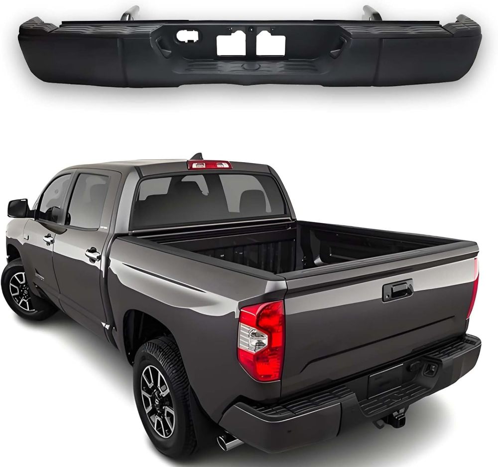 Rear Bumper Assembly Compatible with 2014-2022 Toyota Tundra w/o Sensor Hole Steel Bumper, Textured Black