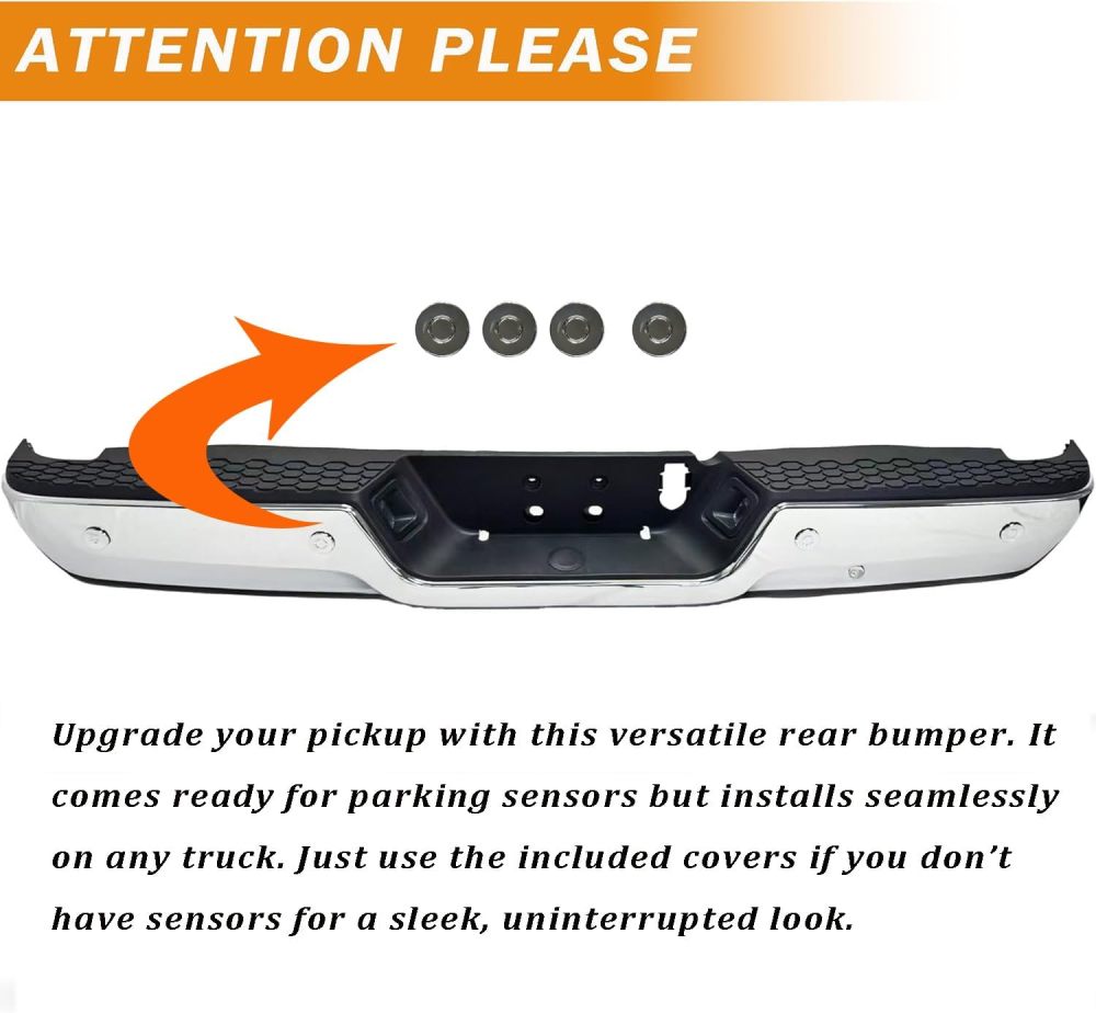 Rear Bumper Assembly Compatible with 2013-2018 Ram 2500 3500 Step Bumper with or without Sensor,Chrome