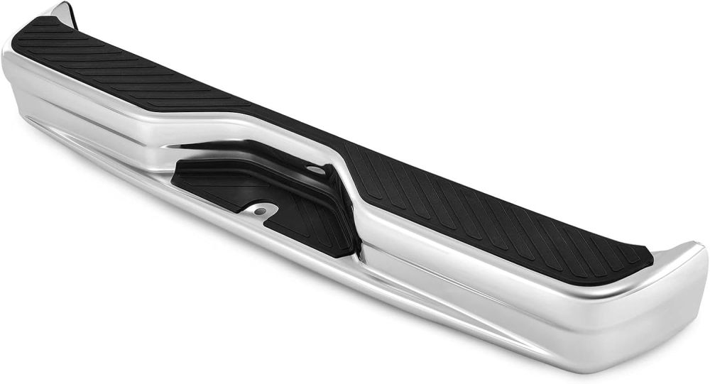 Rear Bumper Steel Step Bumper Compatible with 1992-2014 Ford Econoline Van E150 E250 E350 W/O Sensor Holes, Chrome