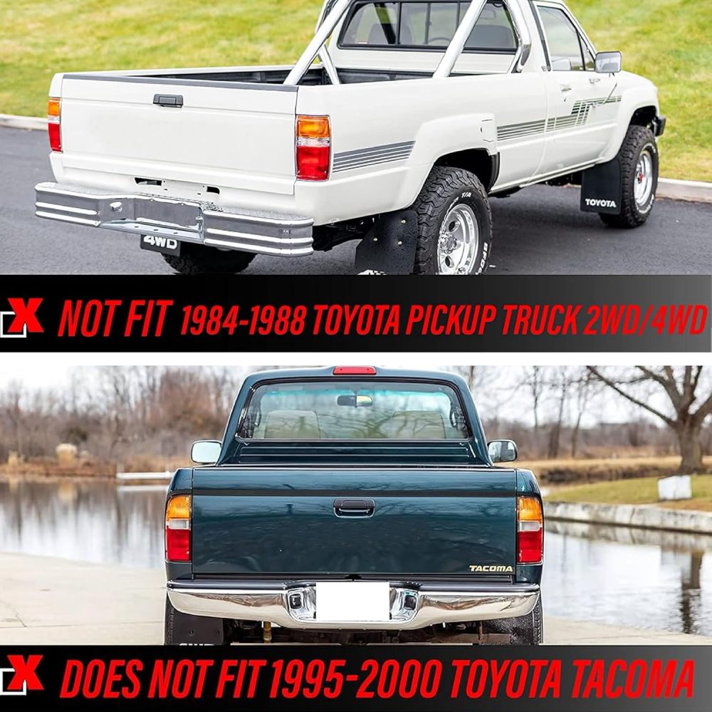 Rear Step Bumper Steel Bumper Assembly Compatible with 1989 1990 1991 1992 1993 1994 1995 Toyota Pickup Truck, Chrome