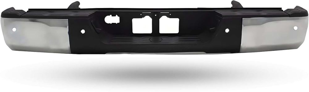 Rear Step Bumper Compatible with 2014 2015 2016 2017 2018 2019 2020 2021 2022 Toyota Tundra with Sensor Hole, Chrome