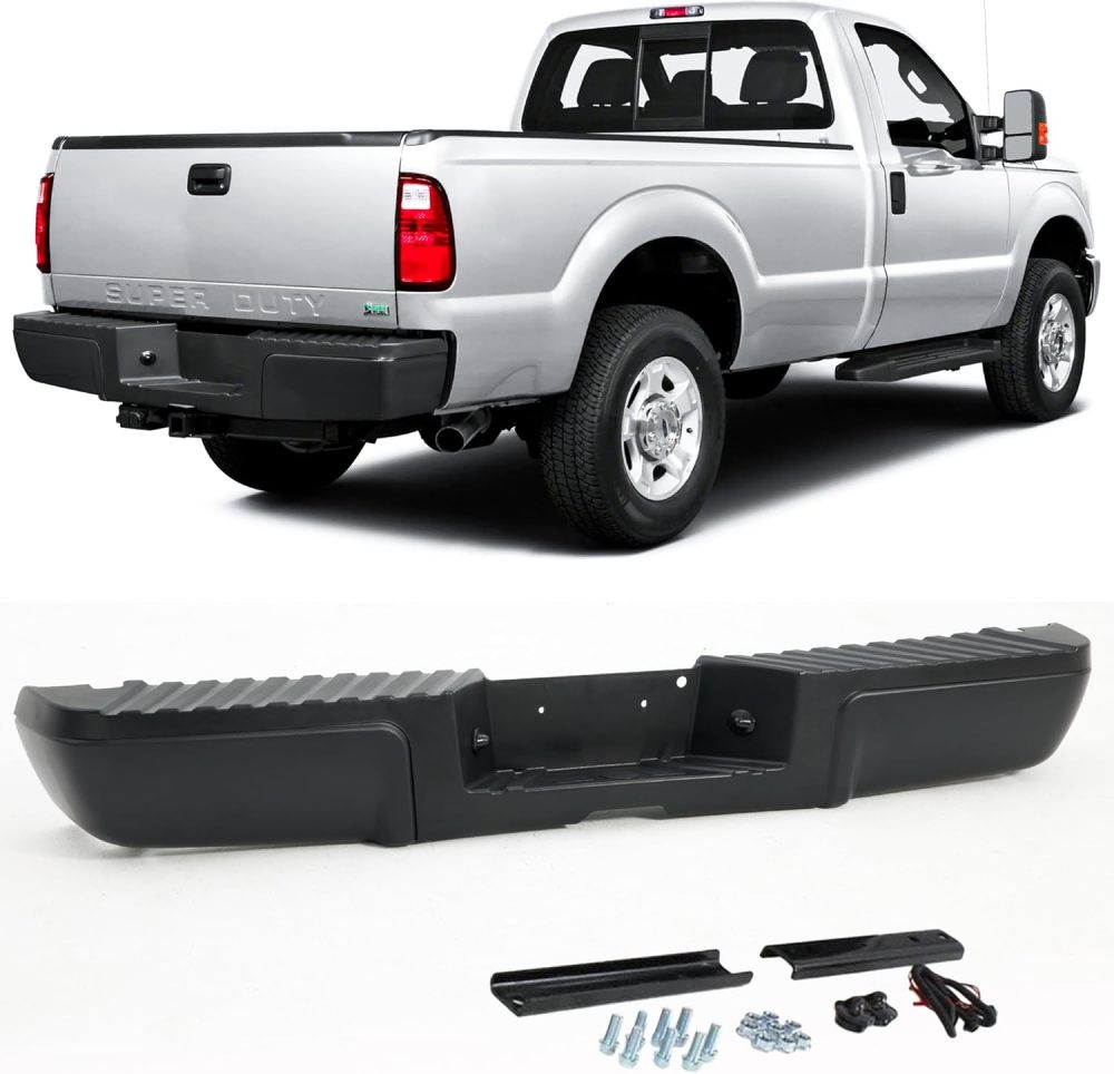 Rear Bumper Assembly NON Sensor Hole compatible with 2008-2016 Ford F250 F350 F450 Super Duty Only, Texture Black