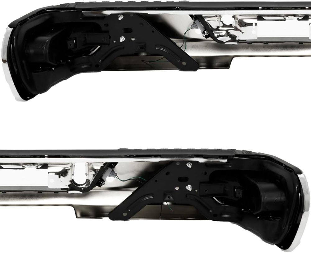 Rear Bumper Steel Bumper Assembly compatible with 2019 2020 2021 2023 Chevy Silverado 1500 & GMC Sierra 1500, W/Park Sensor Hole, Chrome