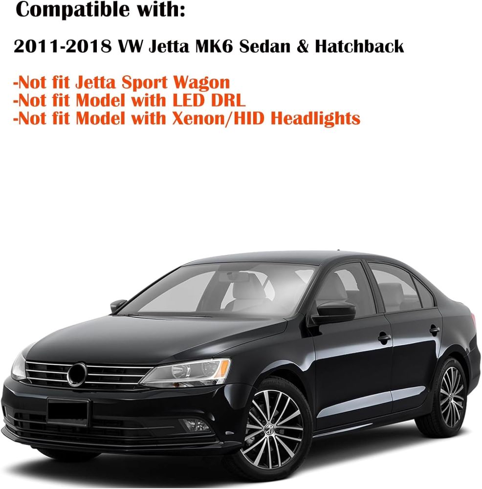 For 2011-2018 VW Jetta MK6 Sedan & Hatchback Headlights Assembly Replacement Headlamp Pair Halogen w/o DRL,Not Fit Sport Wagon