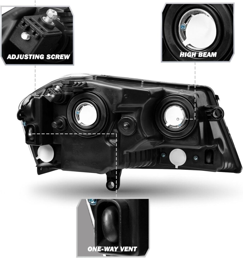 Headlights Assembly compatible with 2008 2009 2010 2011 2012 2013 Dodge Avenger Headlamp,Black Housing Clear Side