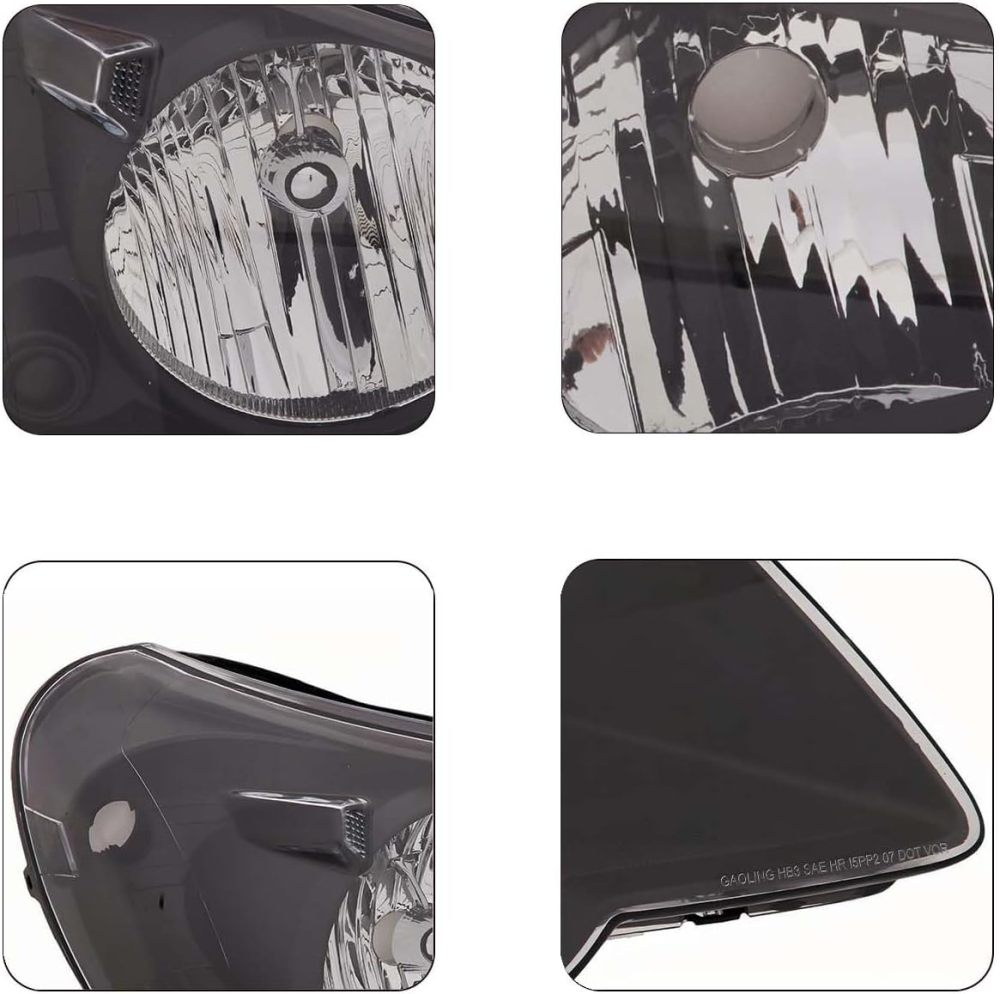 Headlights Assembly Compatible with 2007 2008 2009 2010 Chrysler Sebring 4Dr Sedan Driver and Passenger Side, Black Housing Clear Side