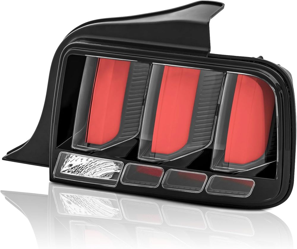 LED Tail Lights Assembly Compatible with 2005 2006 2007 2008 2009 Ford Mustang Rear Brake Lamp Driver and Passenger Side, Red Lens