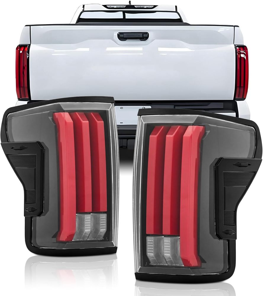 Tail lights Assembly Compatible with 2007-2013 Toyota Tundra Rear Brake Lamp w/Sequential Turn Signal, Red LED Tube Clear Lens