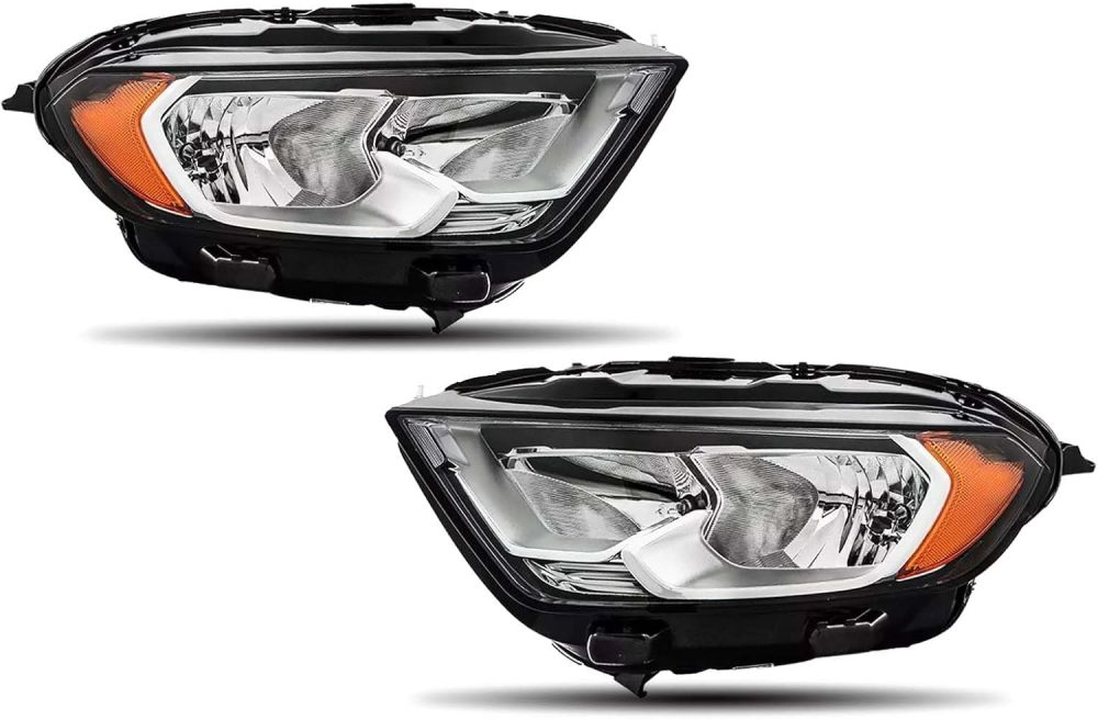 Headlights Assembly compatible with 2018-2023 Ford Ecosport Passenger & Driver Side, Chrome Housing Amber Side