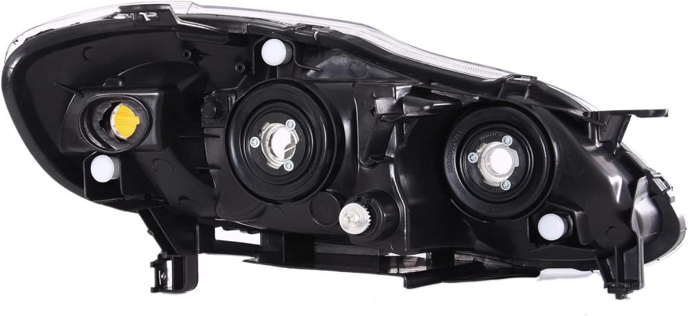 Headlights Assembly Compatible with 2003-2008 Toyota Corolla Headlamp Replacement Pair Driver Passenger Side, Black Housing Clear