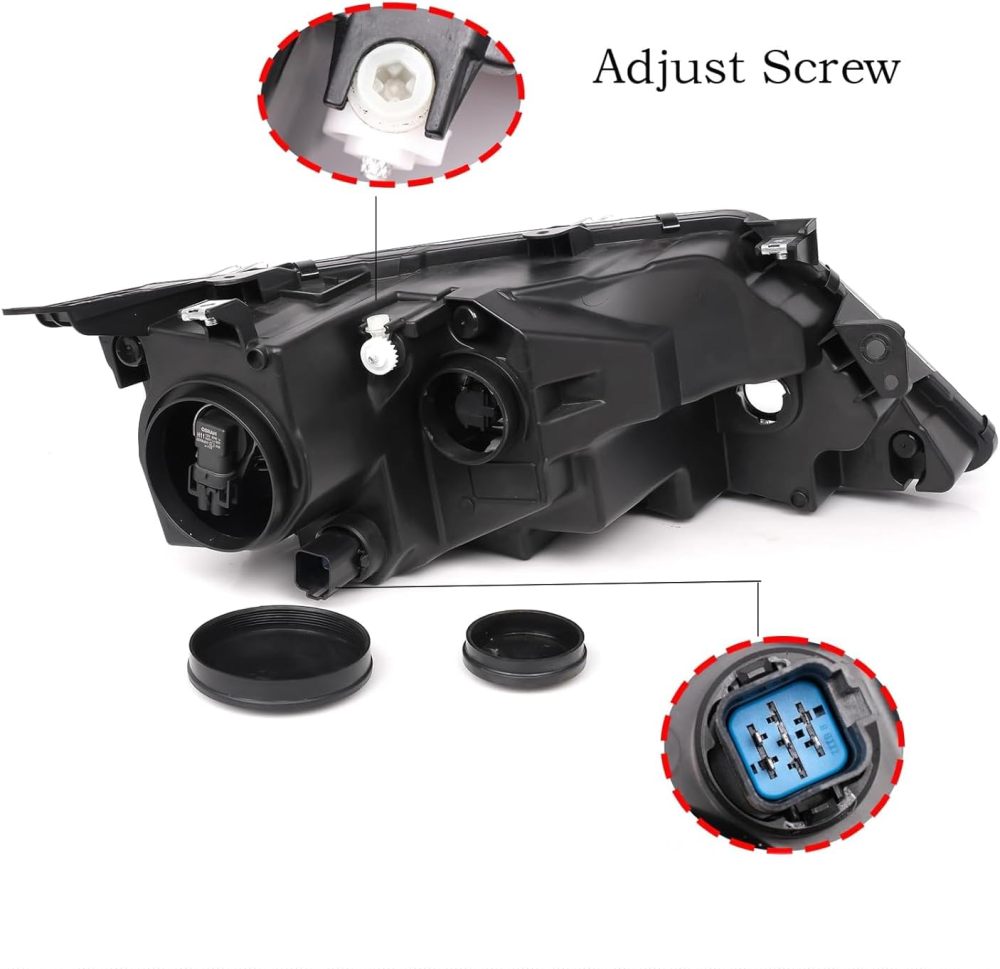 Headlights Assembly compatible with 2010 2011 2012 Ford Fusion Halogen Headlamp, Black Housing Clear Side