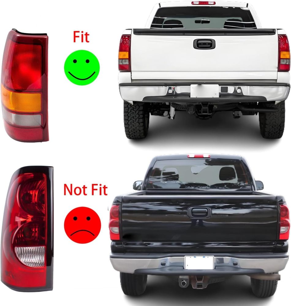 Tail Lights Assembly compatible with 1999-2002 Chevy Silverado 99-06 GMC Sierra 1500 2500 3500 1500 HD 2500HD Taillights Rear Brake Lamp, Red Lens