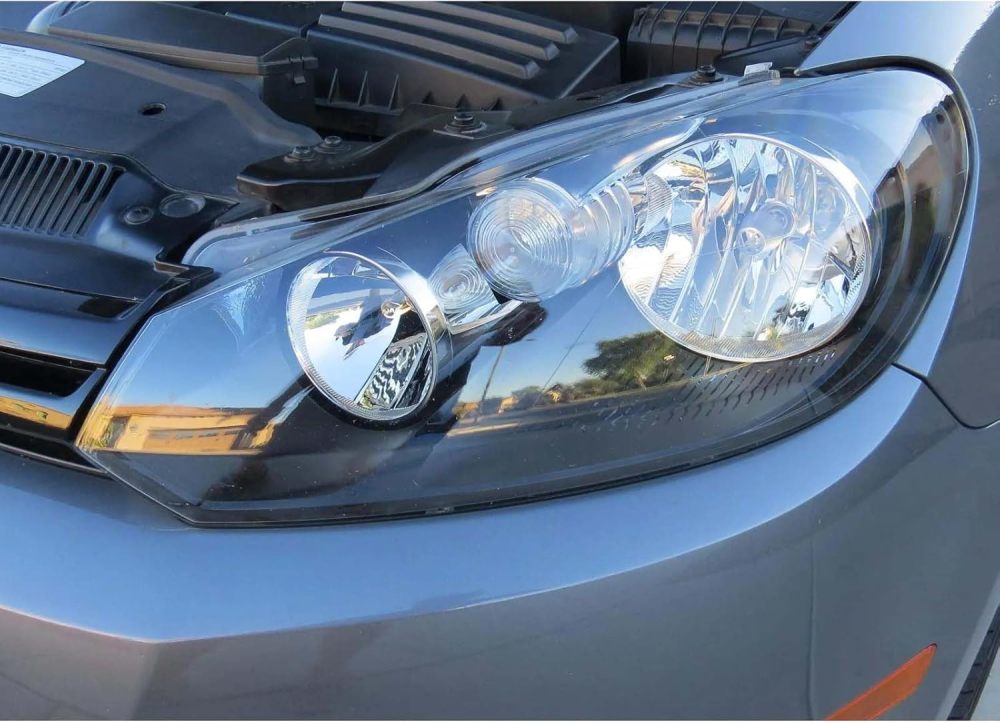 Headlights Assembly Compatible with 2010-2014 Volkswagen Golf/GTI/Jetta Sportwagen Halogen Headlight, Black Housing Clear Side