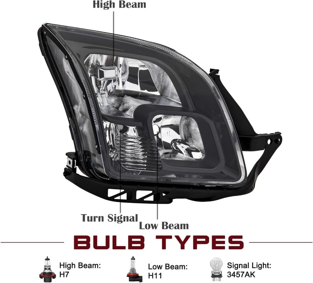 Headlights Assembly Compatible with 2006 2007 2008 2009 Ford Fusion Head Light Headlamp Driver & Passenger Side, Black Housing