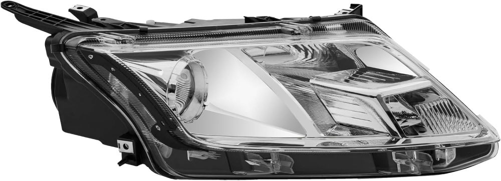 Headlights Assembly compatible with 2010 2011 2012 Fusion Halogen Headlamp Assembly,Chrome Housing Clear Side