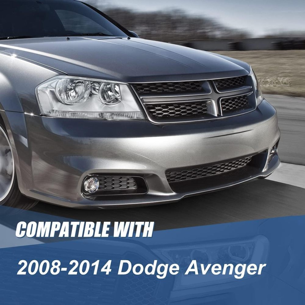 Headlights Assembly compatible with 2008 2009 2010 2011 2012 2013 Dodge Avenger Halogen Head light Headlamp,Chrome Housing Clear Side