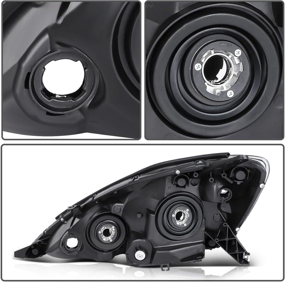 Headlight Assembly compatible with 2006 2007 2008 2009 2010 Toyota Sienna Headlamp Headlights Pair, Black Housing