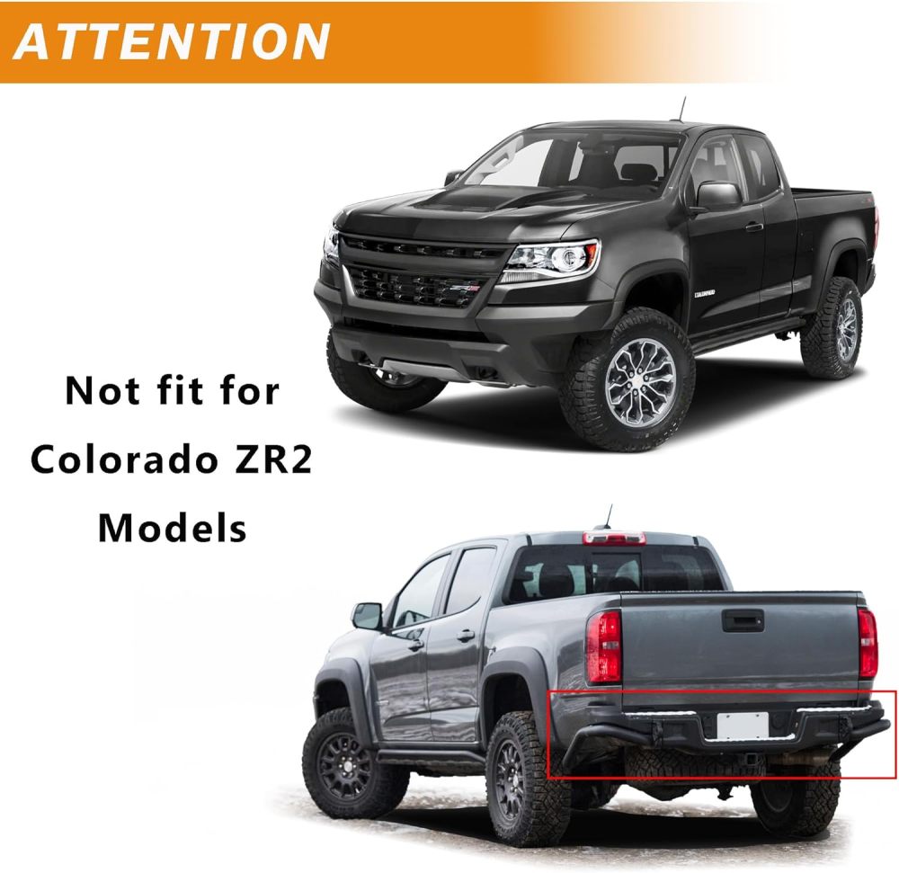 Rear Step Bumper Assembly Compatible with 2015-2022 Chevy Colorado GMC Canyon Powdercoated Black w/o Sensor Holes，Replace for GM1103180