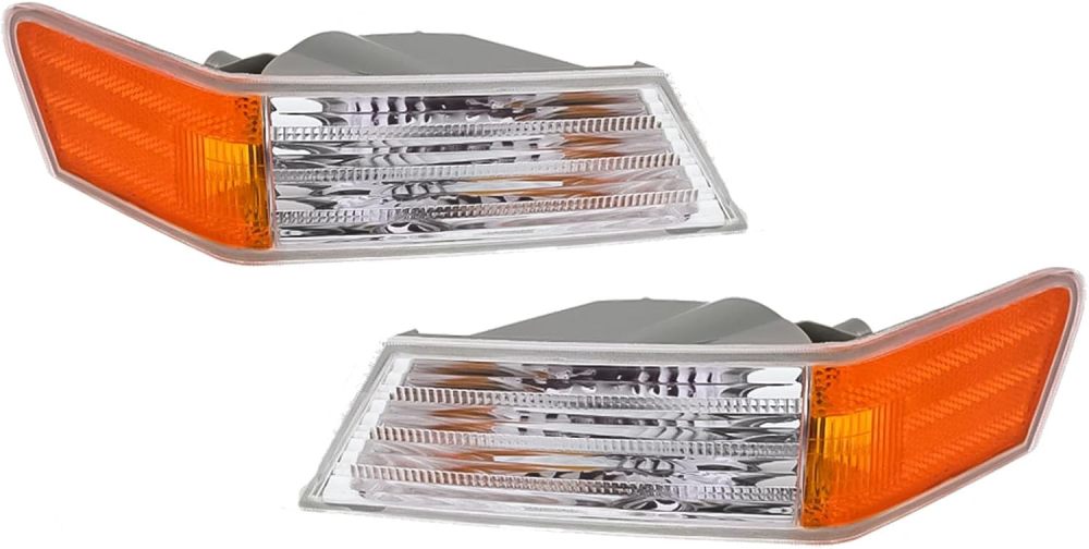 Headlights Assembly Replacement for 2007-2017 Jeep Patriot w/Amber Turn Signal Lights 4Pcs Set, Chrome Housing Amber Side