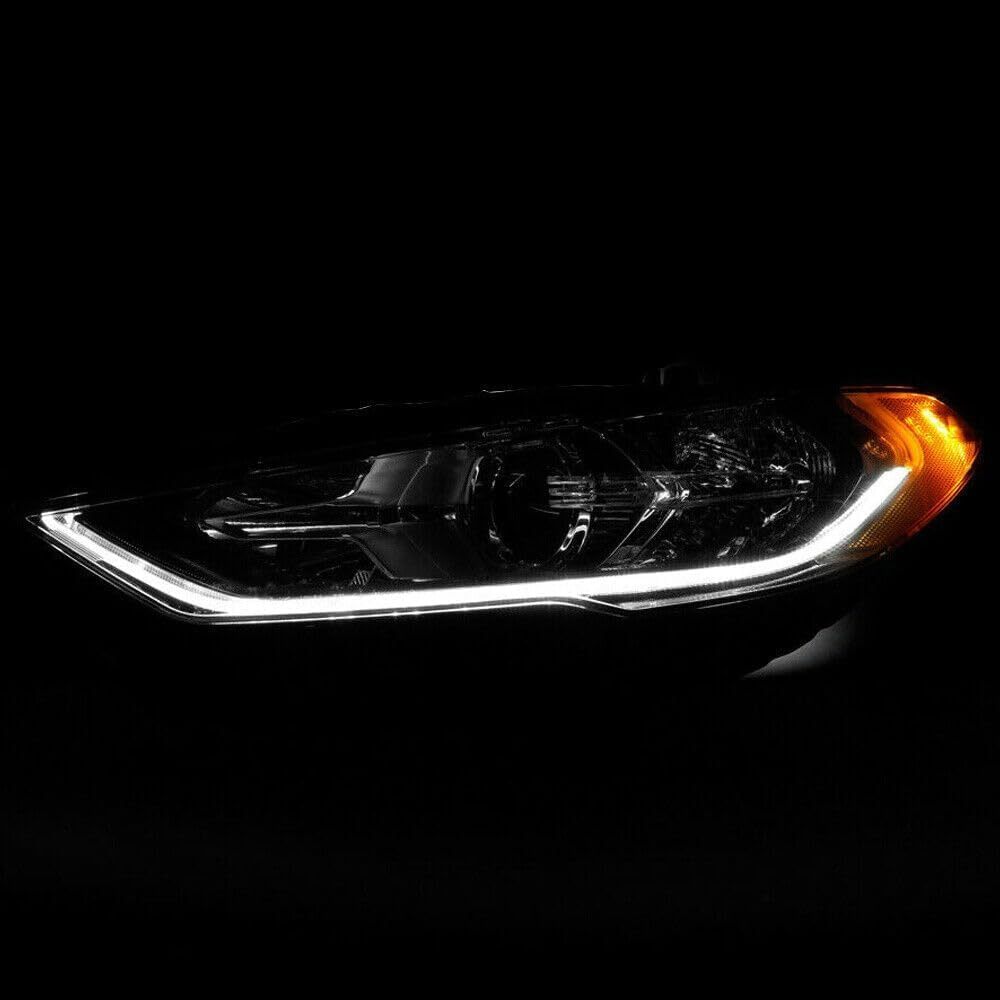 Headlights Assembly Compatible with 2017 2018 2019 2020 Ford Fusion w/LED DRL Halogen Headlamp Bulbs Include, Driver & Passenger Side