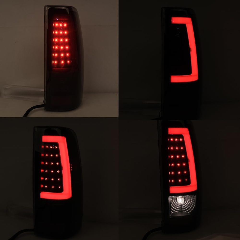 Tail Lights Assembly Compatible With 1999-2006 Chevy Silverado 1500 2500 3500 w/Red LED C-Tube, Rear Brake Lamp Driver & passenger side