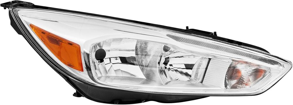 Headlights Assembly compatible with 2015-2018 Ford Focus with LED DRL, Chrome Housing clear Corner