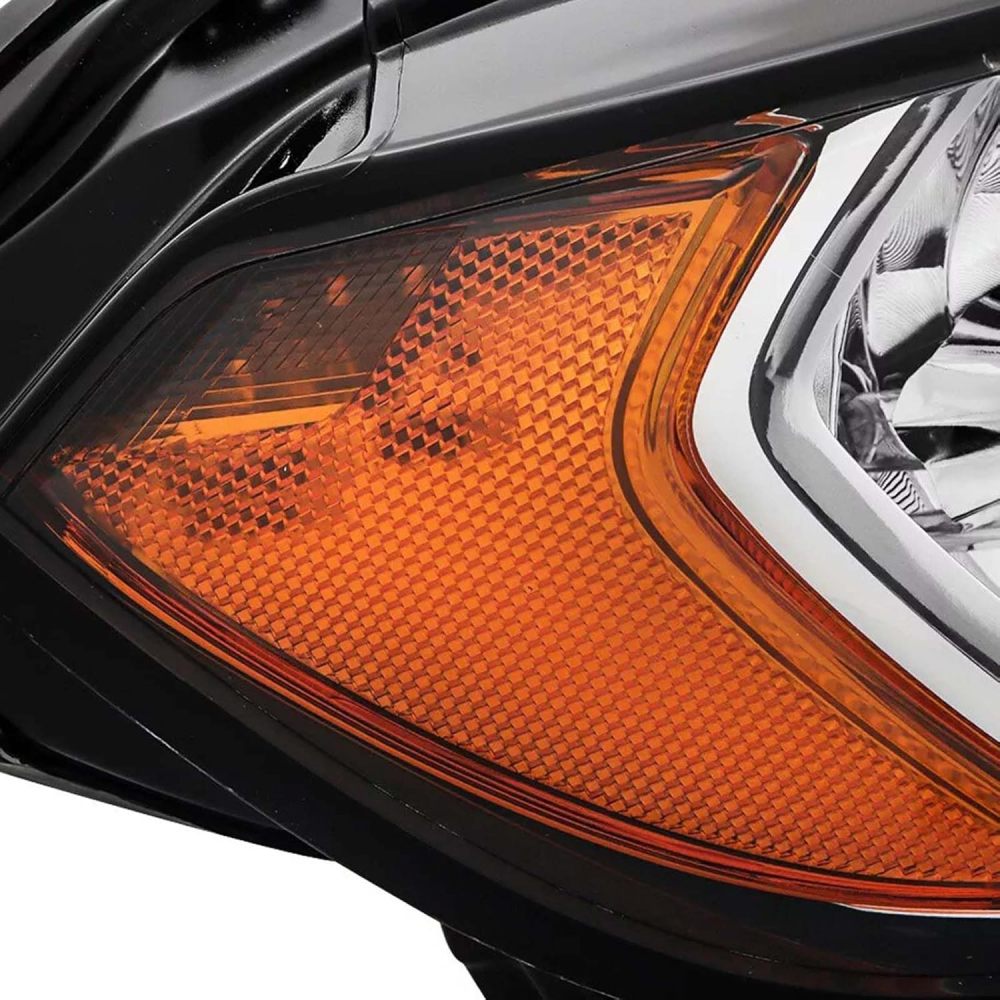 Headlights Assembly compatible with 2018-2023 Ford Ecosport Passenger & Driver Side, Chrome Housing Amber Side