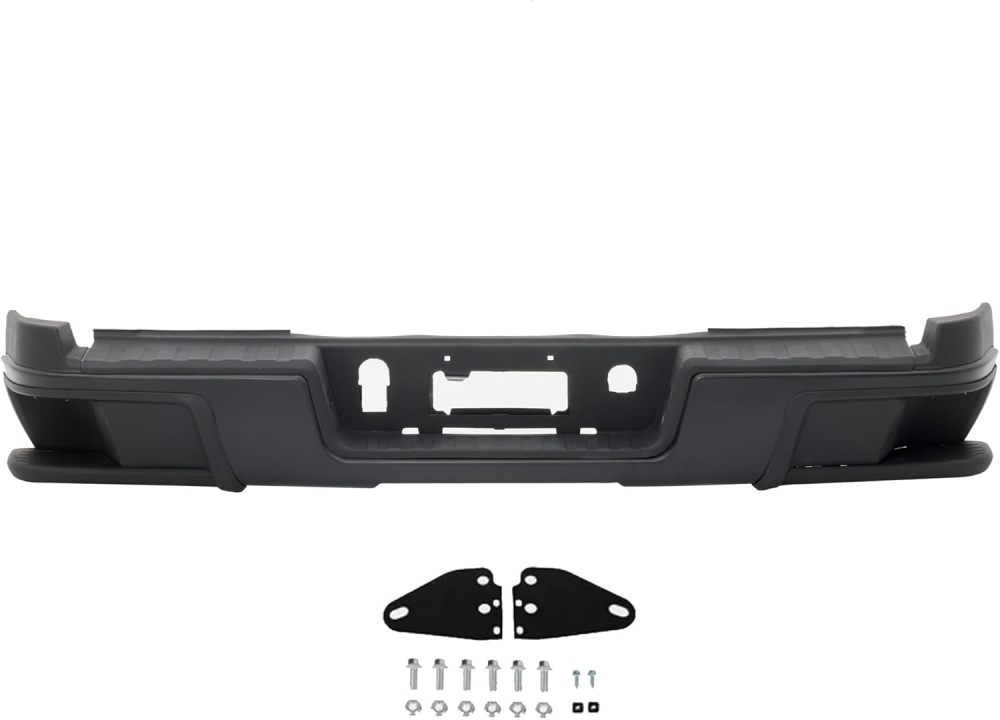 Rear Step Bumper Assembly Compatible with 2015-2022 Chevy Colorado GMC Canyon Powdercoated Black w/o Sensor Holes，Replace for GM1103180