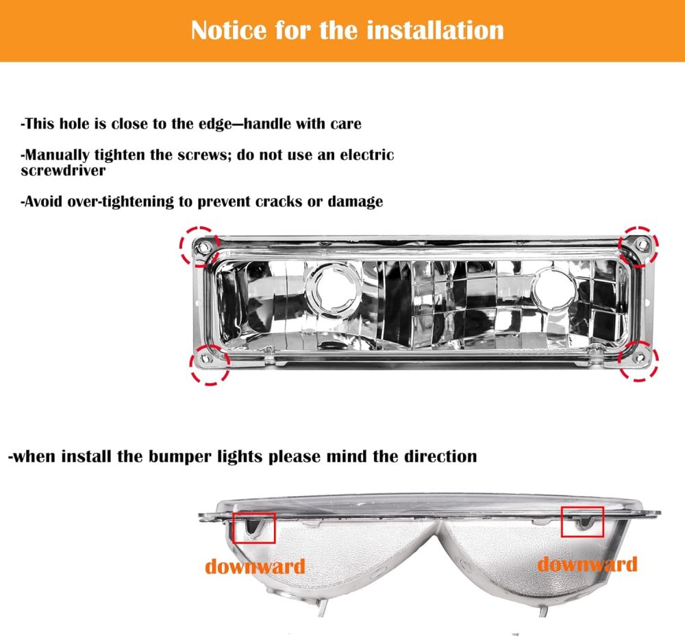 Headlights Assembly compatible with1994-1998 Chevy C/K Series C1500 C2500 C3500 K1500 K2500 K3500 Silverado Suburban Tahoe Halogen Head lights Headlamp, Chrome Housing Clear